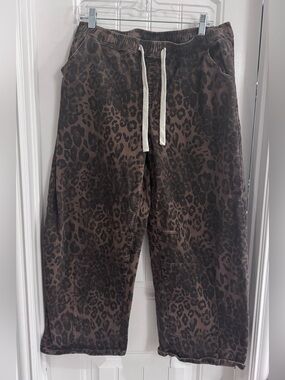 Amazon Women's Brown Leopard Print Wide Leg Jeans